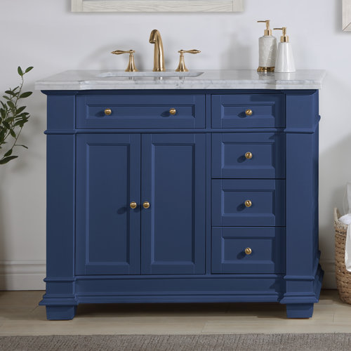 Rea 42'' Single Bathroom Vanity with Carrara Marble Top & Reviews